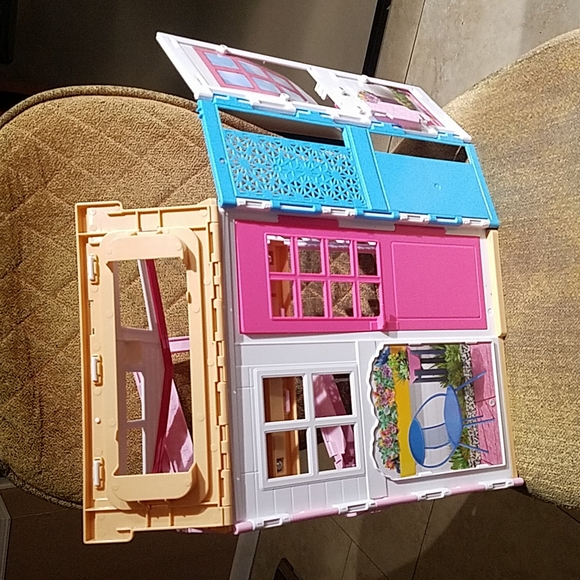2016 Barbie 2-Story Foldable Dollhouse Playset Multicolor Mattel Fold & Go - Picture 4 of 7